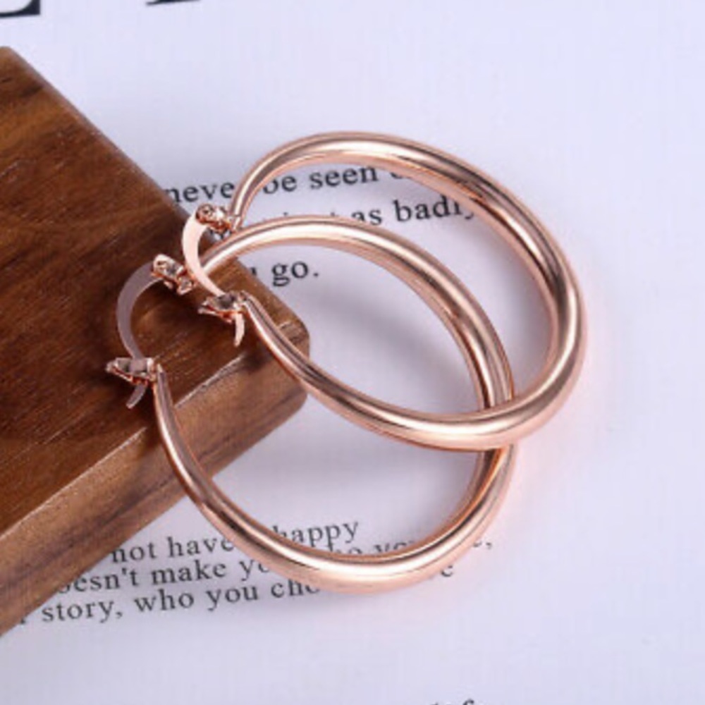 NEW 18k Rose gold Plated Hoop Earrings - Picture 5 of 6